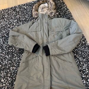 Green Parka with Faux Fur Hood